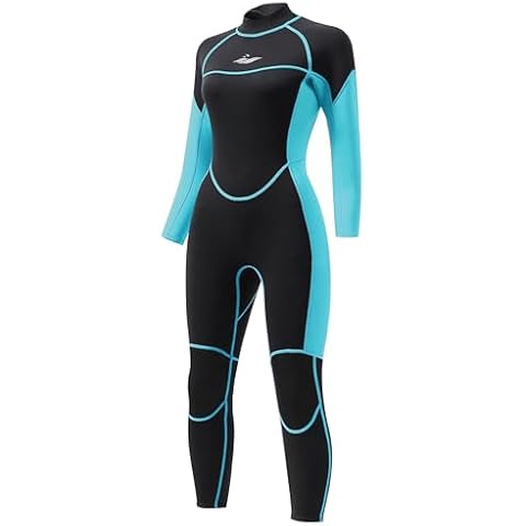 AICARSHI 3mm Full Wetsuit for Women - Neoprene Dive Skin Back Zip Scuba Diving Suit One Piece Wet Suits Full Body Rash Guard for Diving Snorkeling Surfing Swimming, Small Cover
