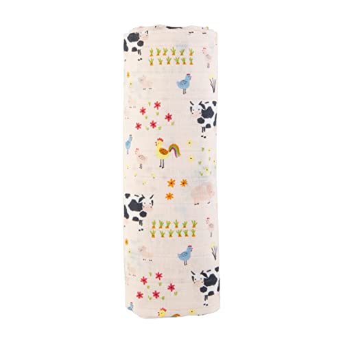 Image of Mud Pie Pink Farm Print Swaddle