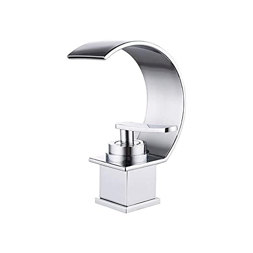 Mezcladora de lavabo estilo europeo en cromo con diseño cascada y control de agua fría y caliente 2