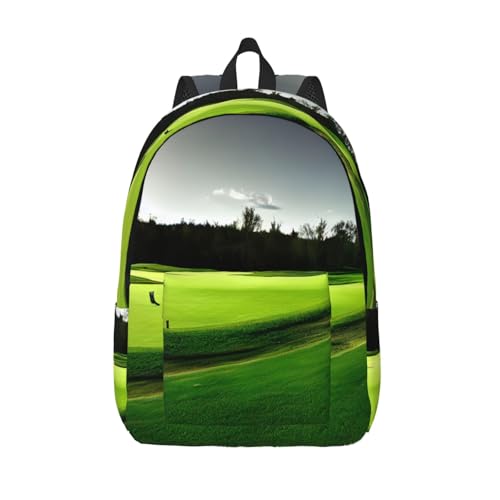Sac à dos universitaire imprimé terrain de golf vert au design ergonomique