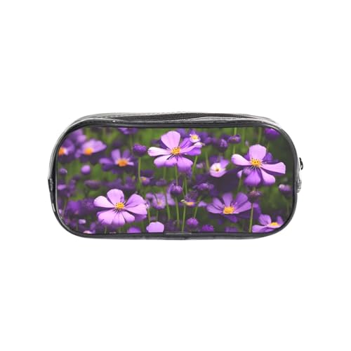 OAZCVBNN Estuche transparente con estampado de flores moradas para niños y niñas, organizador de papelería transparente