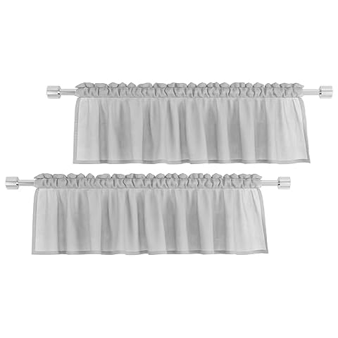 UPOPO Grey 15-Inch Sheer Curtain Valance Cover