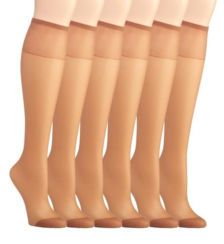 Media hasta la rodilla Hanes Silk Reflections invisible pack de 6 unidades talla única para mujer