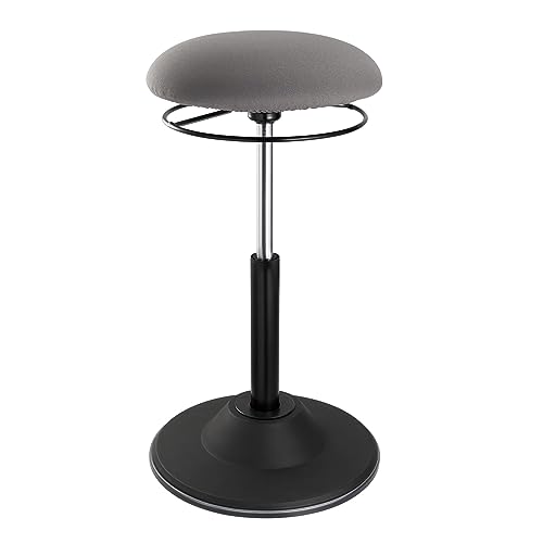 Image of Desky Sit Stand Office Stool - Ergonomic Bar Stool with Adjustable Height, Weighted Base & Tilting Saddle Seat, Ideal for Standing Desks & Active Workspaces - Black