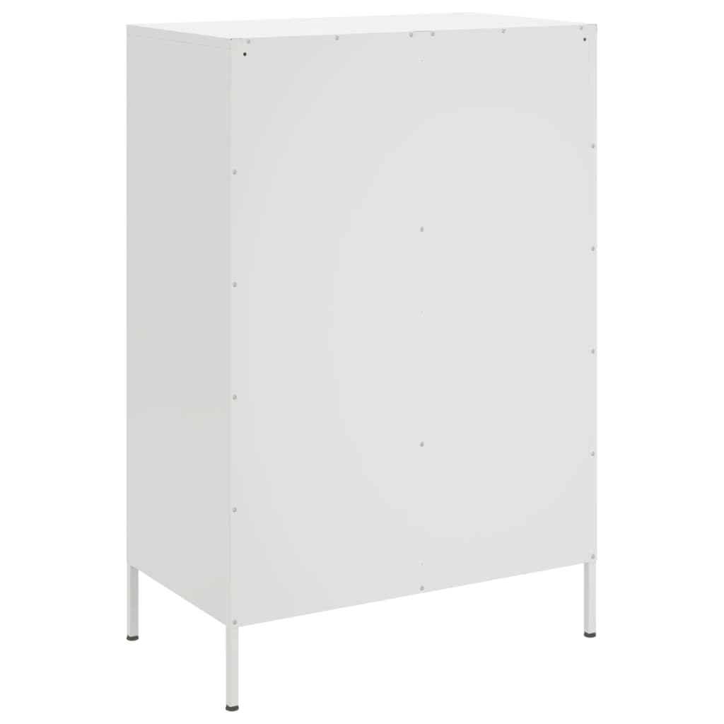 Highboard blanco, 68 x 39 x 101,5 cm, acero laminado en frío, espacio de almacenamiento estable para sala de estar, dormitorio, pasillo