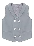 iEFiEL Kinder Weste festlich Baumwolle Smoking Anzugweste für Jungen 98 104 110 116 122 128 134 140 146 152 164 Grau Stil A 110-116