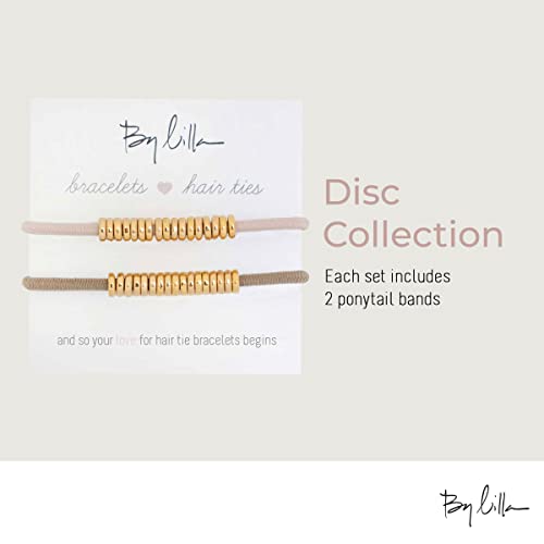 By Lilla Disc Ponytails Hair Ties And Bracelets - Set Of 2 Hair Tie Bracelets - Hair Ties For Women - No Crease Hair Ponytails & Women’s Bracelets - Gold (Starfish/Rose) #TOP4