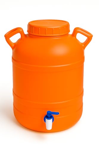 Image of Water Dispenser, 26 Litre, Plastic Container with Tap, Lid and Handles for Home, Kitchen, Office (30L-Orange)