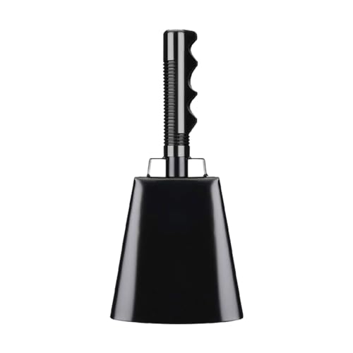 10 Inch Cowbell Noise Makers, Cow Bell with Handle for Football Games Ranch Sports Events Party Concert Cow Bells Percussion Musical Instrument Iron Decorations School Hand Bells (Black)
