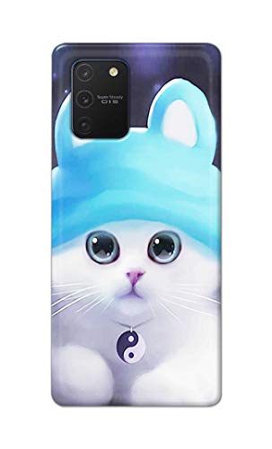 Image of Chinese Cutie Kitten Cat Big Eyes Lovely Girl Ears Hard Back Case Cover for Samsung Galaxy Note 10 Lite /Samsung A81 / SM-N770F / DS Back Cover -(J5) VNS2221