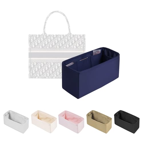 KINGS IN BAG Organizador para sacolas/bolsas organizadora com cetim sedoso adequado para Dior Book Tote Mini/Pequeno/Médio/Grande, Modelador leve para uso diário, capacidade para 8 bolsos (Nuit azul,