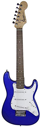 Image of Fender Squier 3 /4 Size Kids Mini Strat Electric Guitar Learn-to-Play Bundle with Tuner, Strap, Picks, Fender Play Online Lessons, and Austin Bazaar Instructional DVD - Imperial Blue