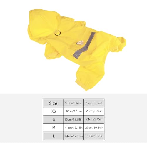 Hunde-Regenmantel mit Kapuze für kleine Hunde, leichte reflektierende Regenjacke, Poncho mit Loch, lustige Kostüme, Regenbekleidung für Welpen, Regenmäntel mit Loch für die Leine (Gelb, XS)
