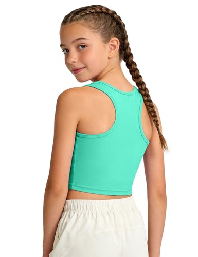 Image of HASMES Girls Athletic Tank Tops Sleeveless Basic Dance Crop Tops for Kids