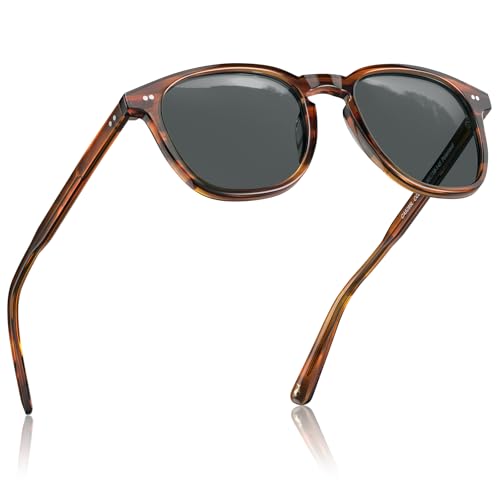 CARFIA Retro Cool Acetate Polarized Sunglasses for Men UV Protection, Outdoor Fashion Driving Eyewears Male Square Sunnies