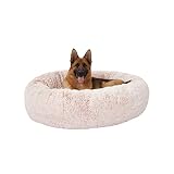 Picture of Bedfolks Calming Donut Dog Bed, 45-Inch Round Plush Anti-Anxiety Dog Bed, Washable with Non-Slip Bottom (Pink, Extra Large)