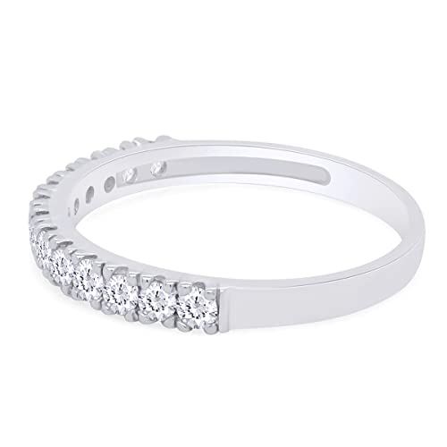 Half Eternity Wedding Band Ring for Women, 0.40 cttw 2.5MM Width Round Moissanite or Lab Grown Diamond Ring In 14k Gold Over Sterling Silver4