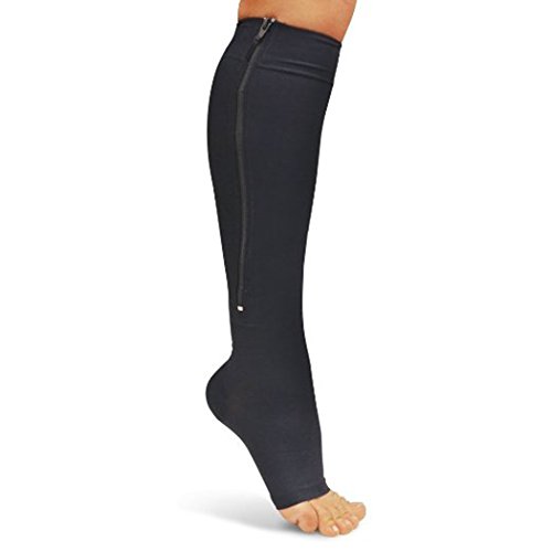 Aniwon Compression Socks Toe Open Leg Support Stocking Knee High Socks with Zipper - Thumbnail 3