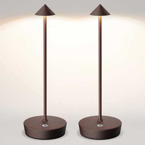 SLSMD Lámpara de mesa inalámbrica LED recargable regulable 6000 mAh 3 modos de luz uso interior/exterior batería larga duración portátil USB-C lámpara de mesa (2X Color óxido)