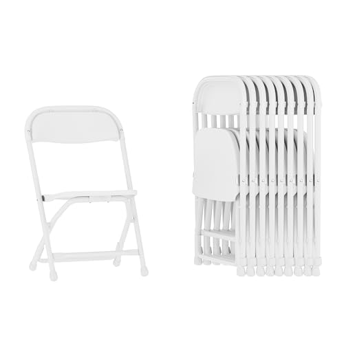 Flash Furniture Timmy Kids Plastic Folding Chairs for Pre-K through Kindergarten, Children's Folding Chairs for Daycare and Events, Set of 10, White
