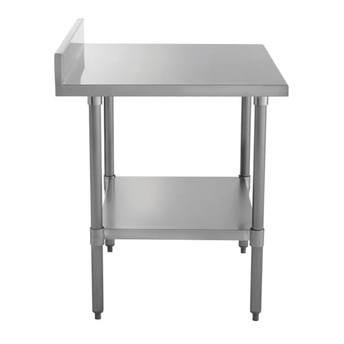 Image of Kratos Stainless Steel Kitchen Prep Table 36 inchx30 inch with Backsplash and Undershelf, NSF Worktable for Restaurants - 16ga /304SS