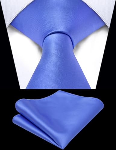 Image of YourTies Zipper Tie for Men Adjustable Pre-tied Satin Neckties and Pocket Square Set Solid Color Business Formal Wedding