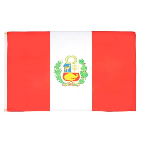 Image of AZ FLAG Set of 5 Peru Flags - 90 x 60 cm - Peruvian Flag 100% Polyester with Integrated Metal Eyelets