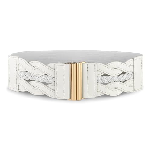 BlackButterfly Wide Waspie Elastic Vintage Braided Vertical Clasp Buckle Cinch Waist Belt