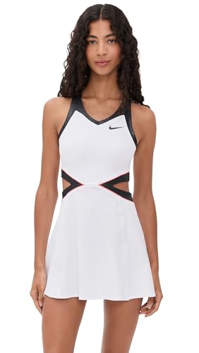 Nike Women's Court Slam Dress, White/Black/Hot Punch, L