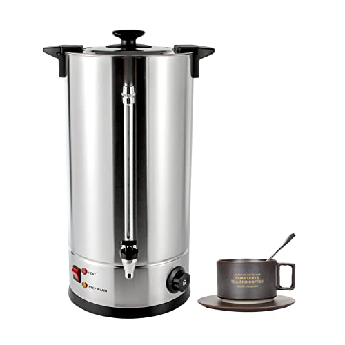15L/3.96Gal Coffee Urn, Commercial Grade Hot Beverage Dispenser with Facuet, Electirc Stainless Steel Coffee Maker for Home Party Office, Temperature Adjustable(30-110°C/86-230°F) (15L/3.96Gal丨1.4kw)