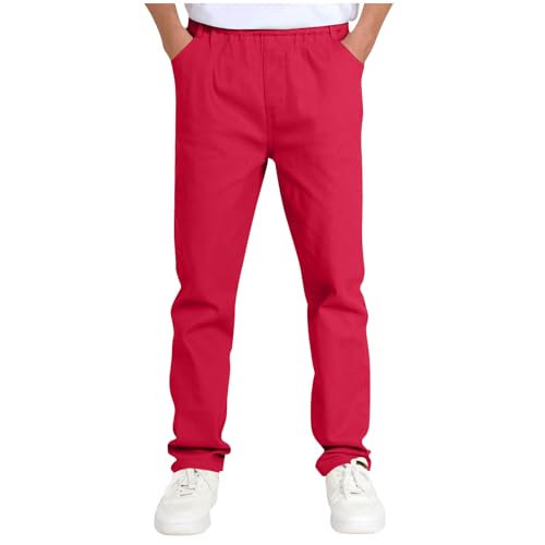 Boys Uniform Pants Stretch Flat Front Dress Pant Casual Pull On Slacks with Pockets Kids School Clothes Size 5-14T