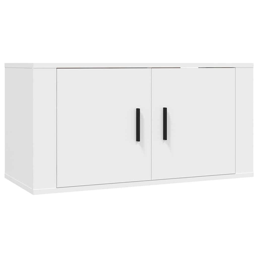 2-TLG. TV-Schrank-Set Weiß, Holzwerkstoff, Hängend, Modernes Media-Center mit Stauraum für Wohnzimmer, Schlafzimmer, 80x34,5x40cm & 40x34,5x80cm