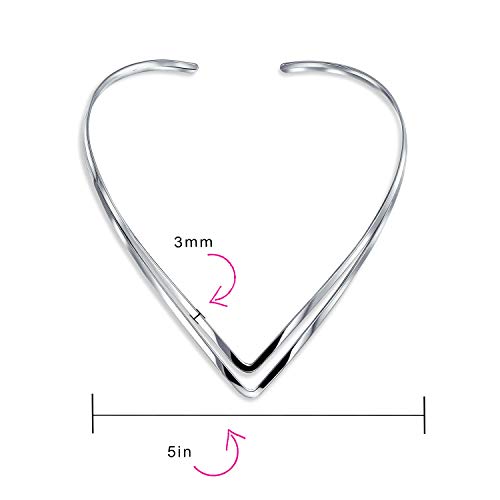 Bling Jewelry Basic Simple Choker Double V Shape Geometric Collar Statement Necklace For Women .925 Silver Sterling3
