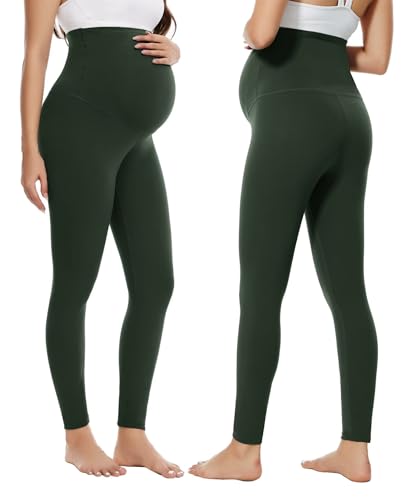 Happy. angel Women’s Maternity Leggings Over The Belly, Soft Stretchy Pregnancy Pants for Active Workout Yoga Wearing