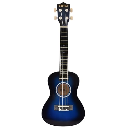 Image of BLUEBERRY UK-40 Concert Ukulele, Aquila String Body Sapele and Mahogany, Gloss Finish With Bag and 2 Picks - 24 Inch (Blueburst)