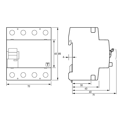 Interruptor diferencial Doepke de 63A y 4 polos tipo A con protección de corriente residual 5