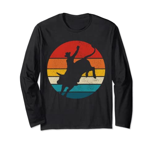 Bull Riding Rodeo Cowboy Western Vintage Bull Rider Regalo Maglia a Manica
