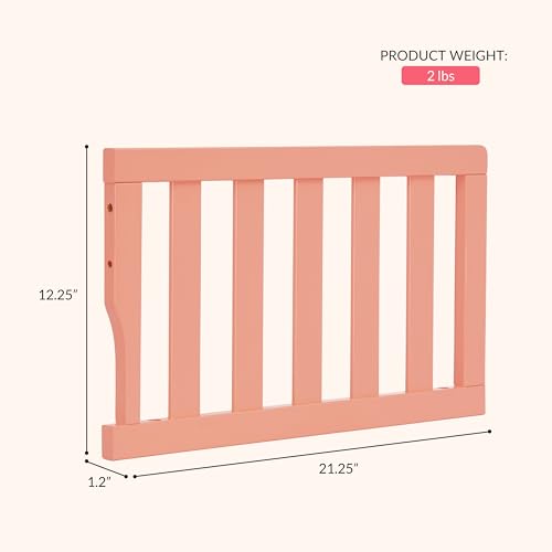 Image of Dream On Me Toddler Guard Rail for Convertible Crib, Solid Wood Bed Rail for Toddler Bed Conversion, Fusion Coral