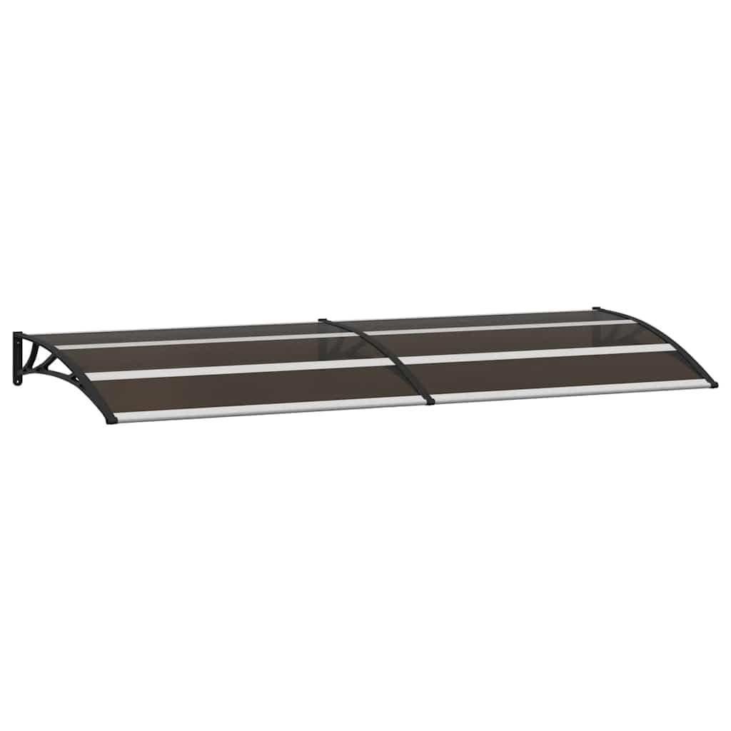 Tettoia nera 240 x 75 cm in policarbonato con staffe in ABS e aste in alluminio per porta di casa e finestre, tettuccio resistente alle intemperie con accessori di montaggio per privati