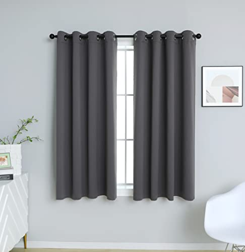 INLINAS Blackout Curtains for Bedroom, Thermal Insulated, Noise Reduction, Energy Saving Curtains Set of 2 Panels, Dark Grey, 52W x 54L Inch