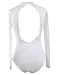 SEBOWEL Women Reinstone Mesh Bodysuit Sexy V Neck See Through Jumpsuits Rompers Top Clubwear, White, L