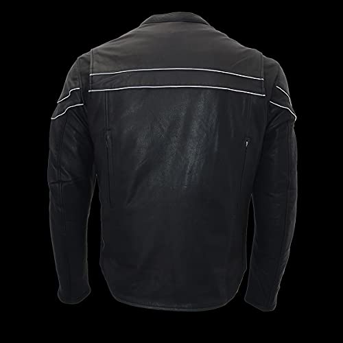Image of Milwaukee Leather Men's Black Cowhide Quilted Pattern Scooter Style Racing Jacket MLM1545