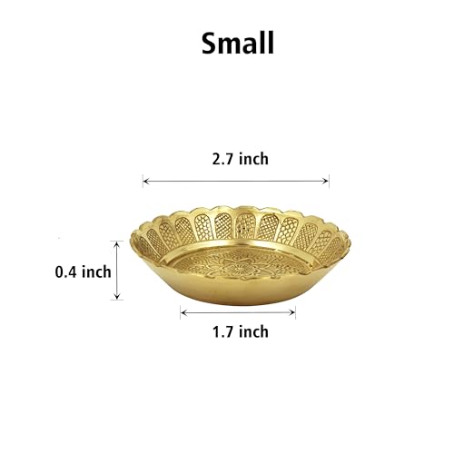 Shubhkart Solid Brass Decorative Nakshi Plate Set for Puja, Decoration & Diwali Gifting (Small 7 cm, Pack of 3, Solid Brass) - Image 4