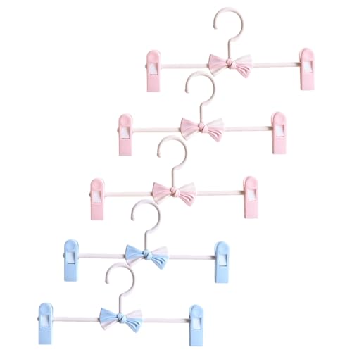 IDEANATEGRATE Perchas para Pantalones Ajustables con Clips Antideslizantes, Plástico Resistente, 5 Unidades (Rosa y Azul), Accesorio para Jeans y Faldas, Adecuado para Organizar Ropa Hogar
