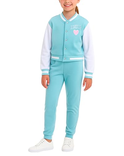 Image of Angel Face Girls Sweatpants Set - 2 Piece Soft Fleece Varsity Jacket and Sweatpants for Girls Sweatsuit Activewear Set