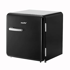 COMFEE 1.6 Cubic Feet Solo Series Retro Refrigerator Sleek Appearance HIPS Interior, Energy Saving, Adjustable Legs, Temperature Thermostat Dial, Removable Shelf, Perfect for Home/Dorm/Garage [black]