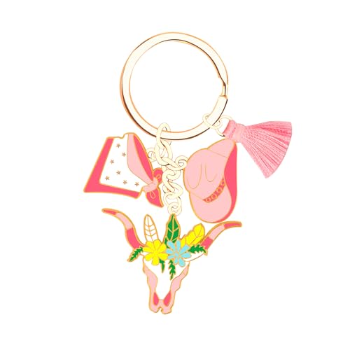TOPDADA Llavero occidental con sombrero y botas de vaquero, diseño vintage para hombres y mujeres, Rosado