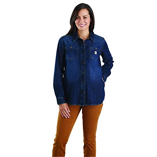 Carhartt Women's 105492 Women's Relaxed Fit Midweight Denim Long-Sleeve Shirt