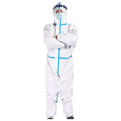 Lloopyting Non-Woven Disposable Protective Clothing Coverall Chemical Hazmat Isolation Suit White