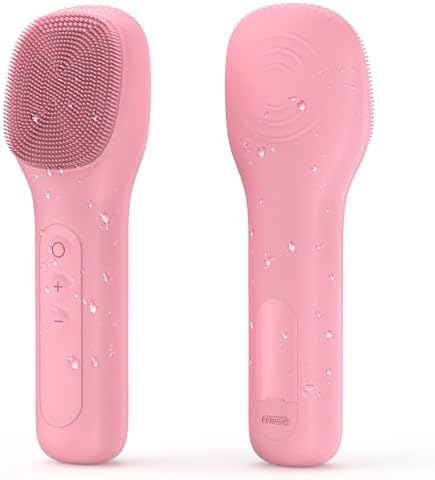 Facial Cleansing Brush Portable Waterproof Rechargeable Face Wash Brush Electric Deep Cleaning for Men and Women (Pink)